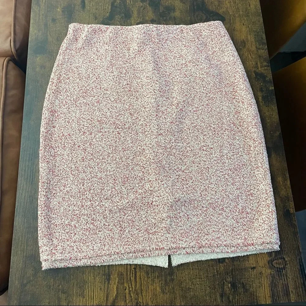 ann taylor red and white marble skirt